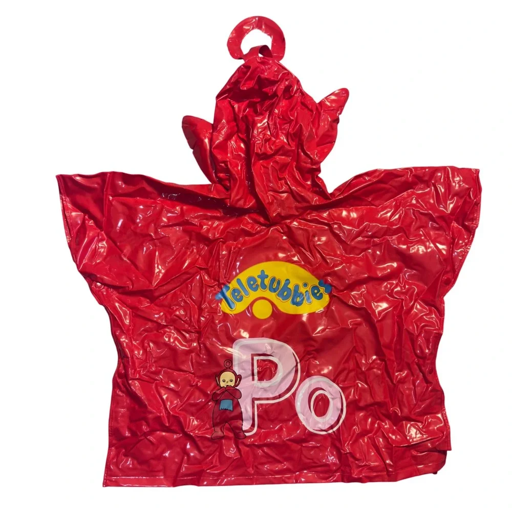 Vintage 1999 Teletubbies Po Red Rain Poncho‎ Kids Size 2-4 Years PVC with Pouch